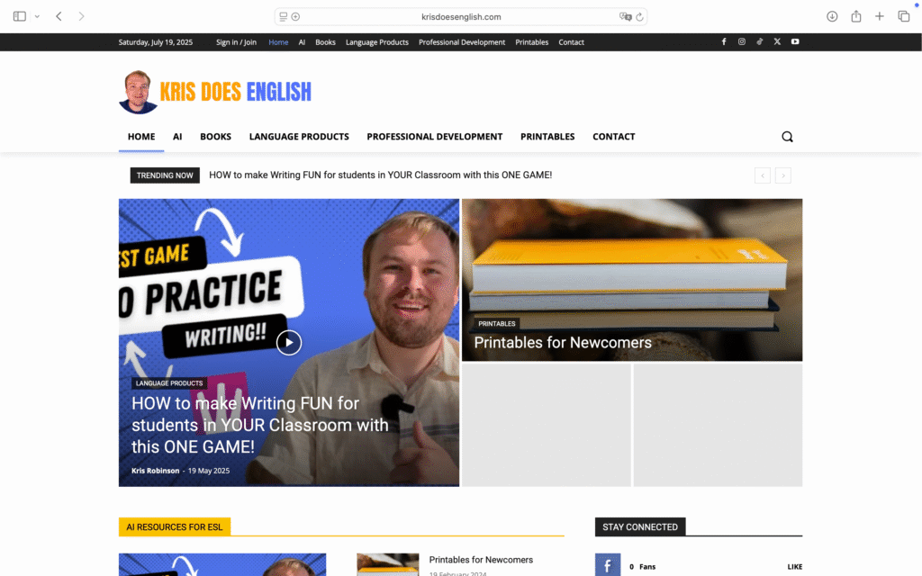 Visit KrisDoesEnglish